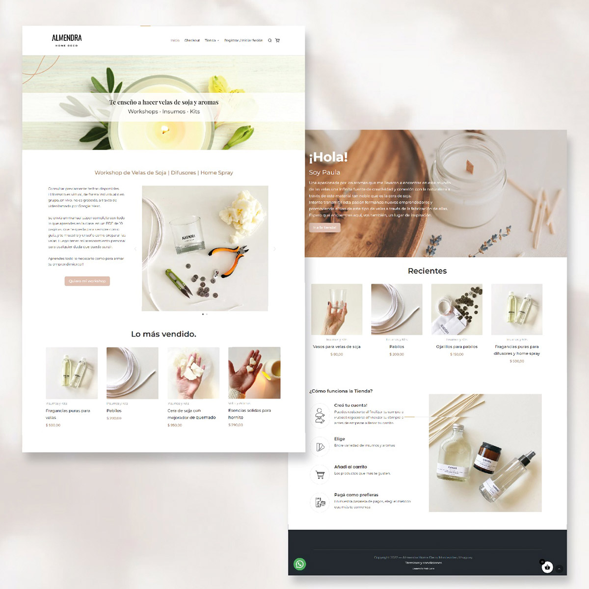 Trabajo de diseño gráfico para Almendra Home Deco, estudio de diseño